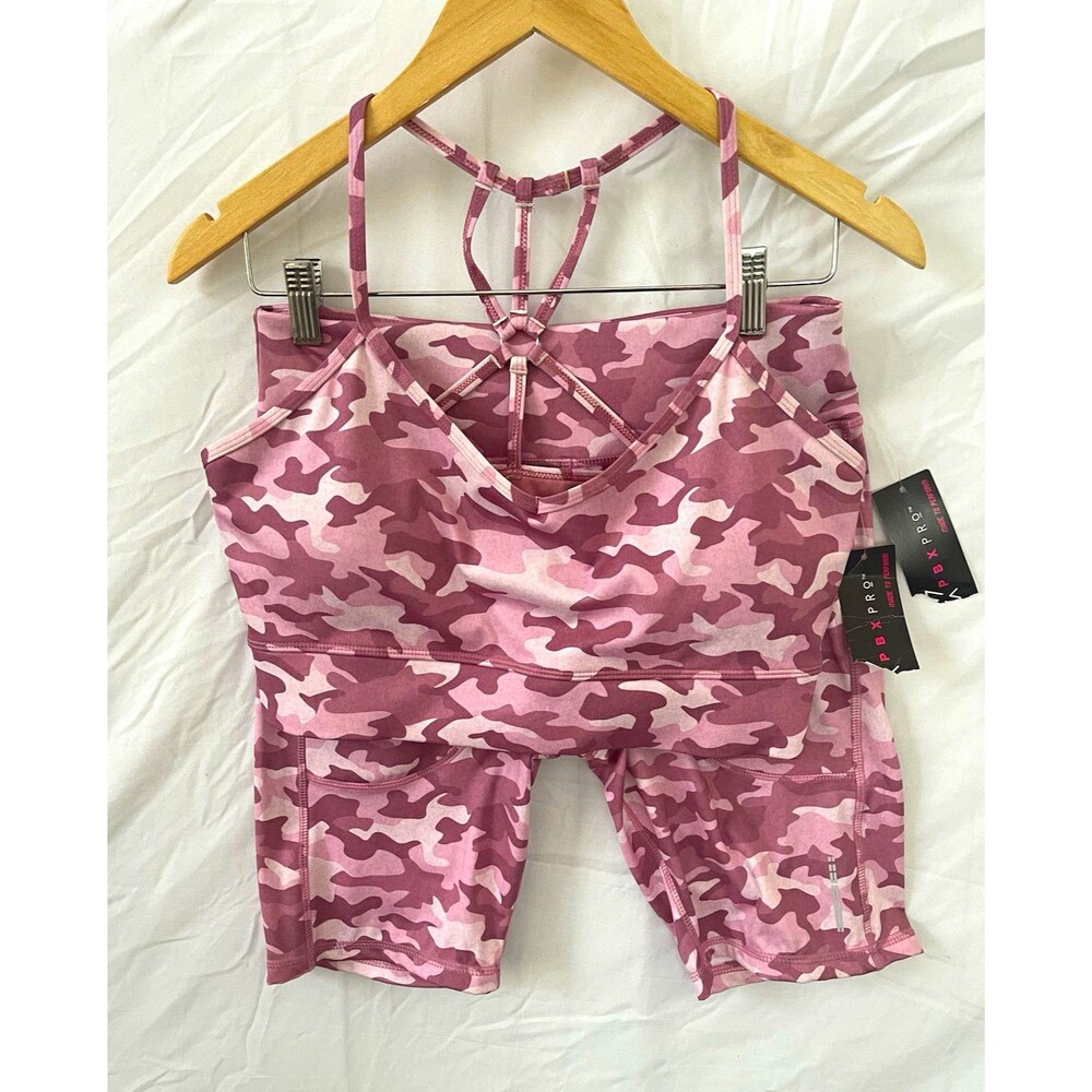 PBX Pro Women's L Pink Camouflage Crossback Wireless Sports Bra*Bottom-Med.